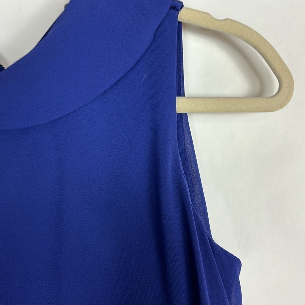 Vince Camuto Sleeveless Mock Neck Sheer Lined Above Knee Party Shift Dress - Picture 10 of 15